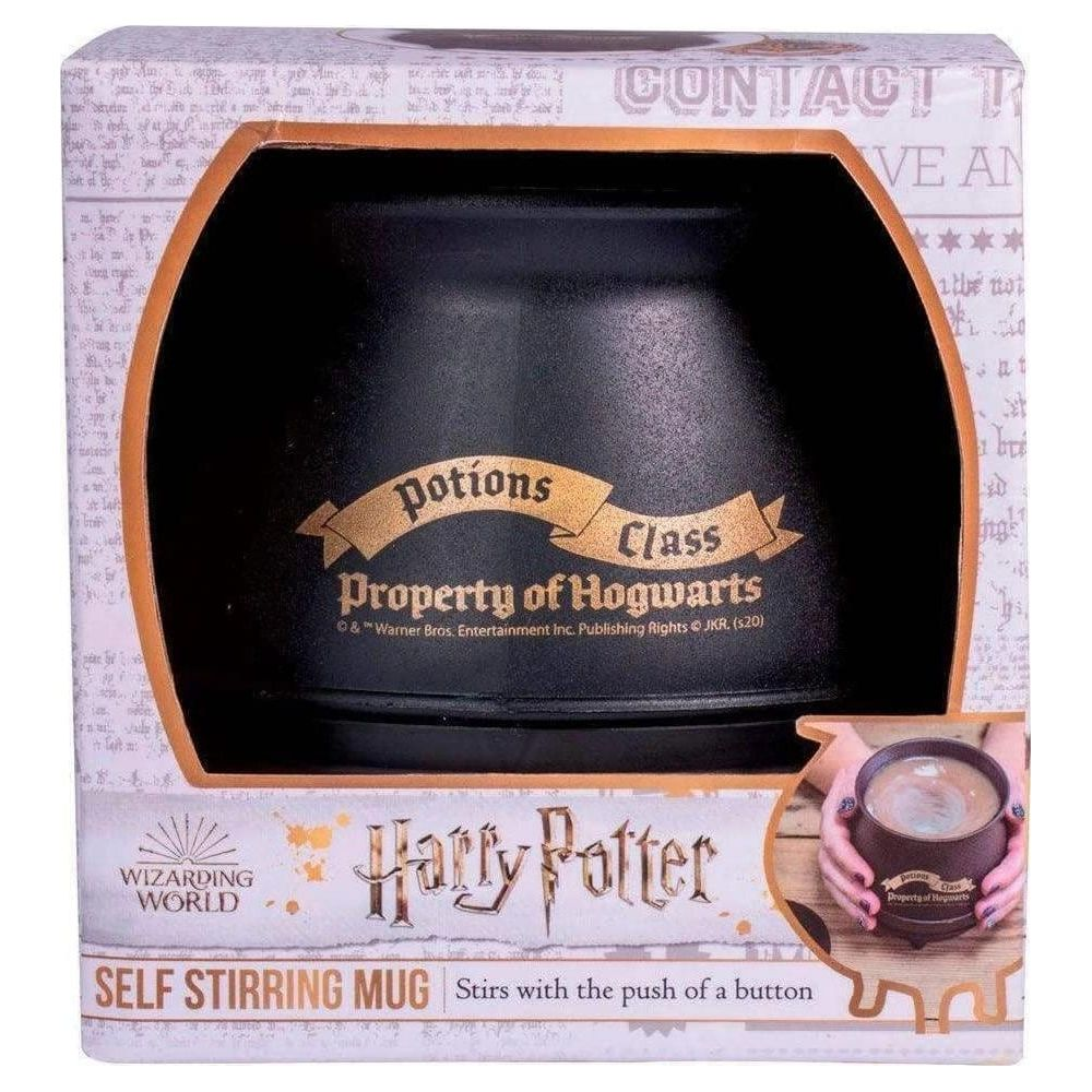 Ein schwarzer Harry Potter Becher mit der Aufschrift 'Potions Class Property of Hogwarts'.