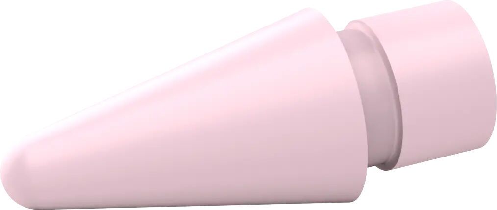 Een puntige, lichtroze stylus punt met een smalle, lichtere ring.