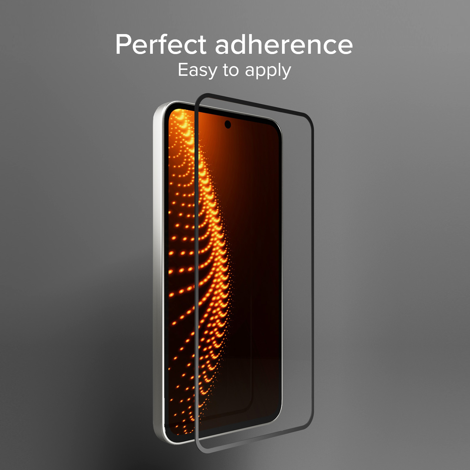 Uno smartphone con una protezione dello schermo che aderisce perfettamente ed è facile da applicare.