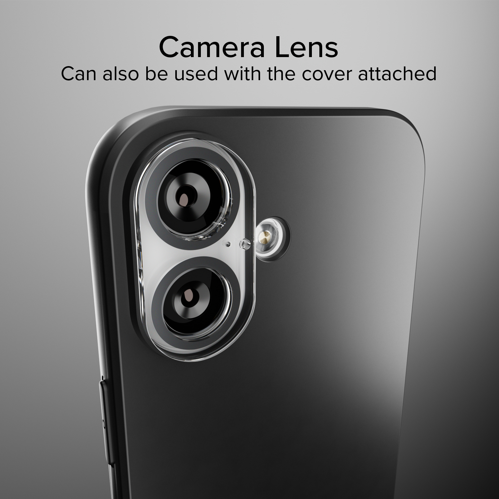 Primer plano del lente de cámara dual de un smartphone negro con flash.