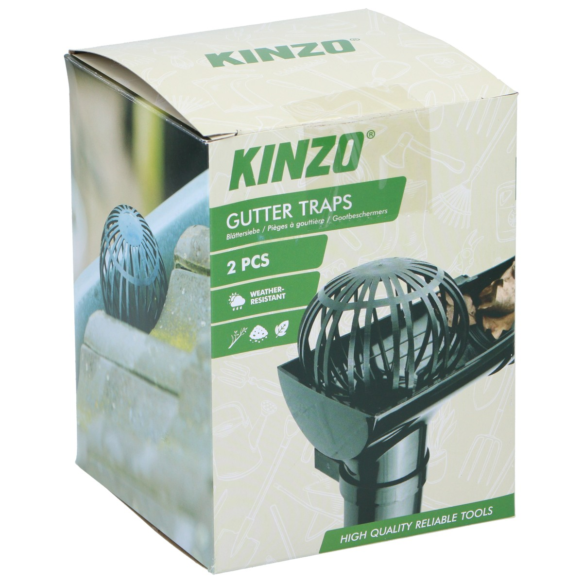 Emballage de pièges à gouttière KINZO, 2 pièces, résistant aux intempéries.