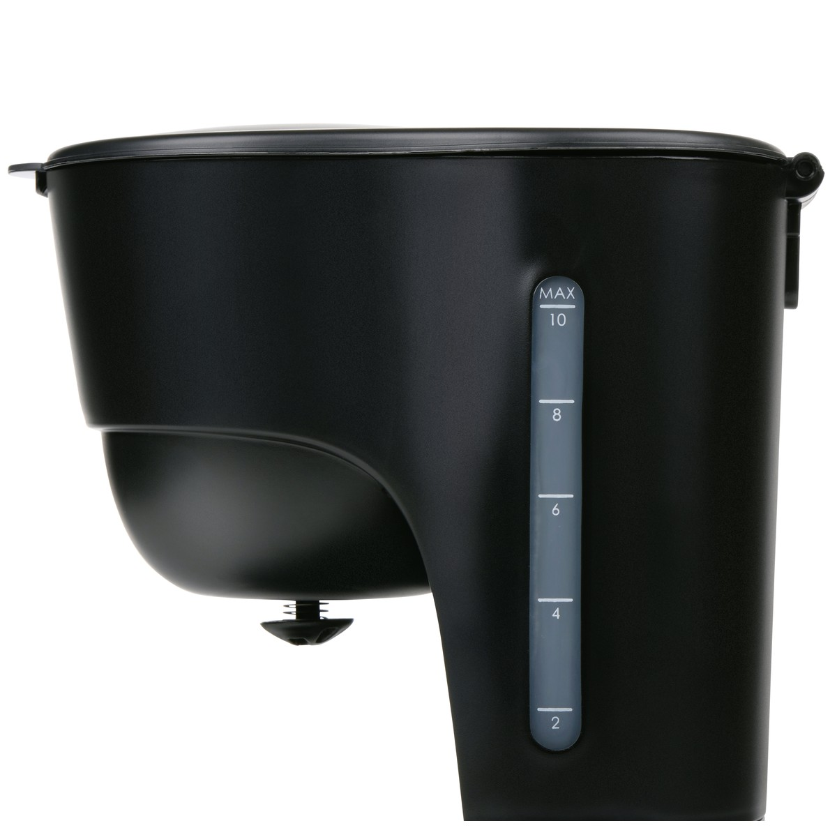Schwarzer Kaffeekannenbehälter mit Wasserstandsanzeige von 2 bis Max.