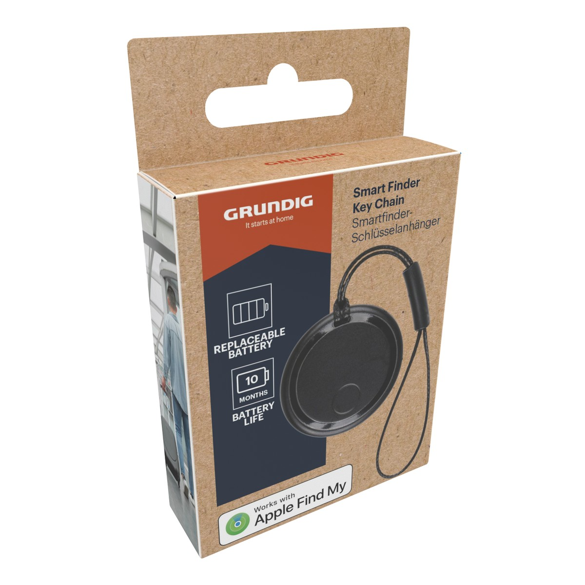Grundig Smart Finder Schlüsselanhänger mit 10 Monate Batterielaufzeit.