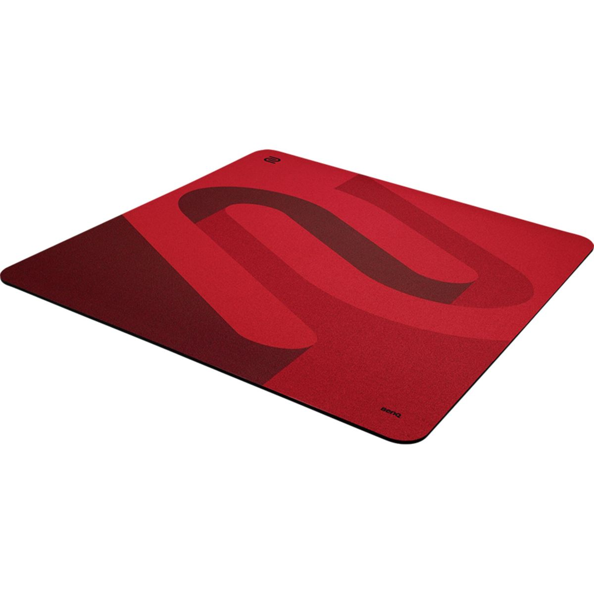 Rode muismat met abstracte donkerrode lijnen en een BenQ-logo.