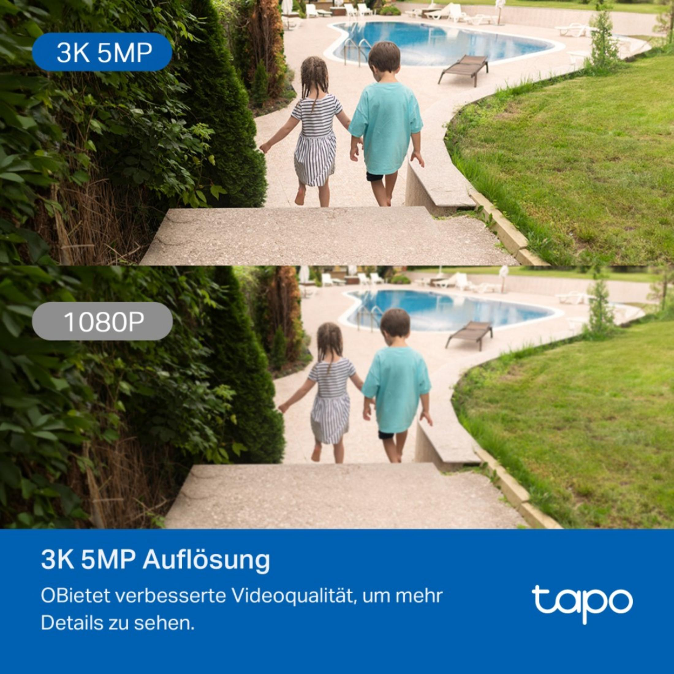 Due bambini scendono le scale verso una piscina. Risoluzione 3K 5MP vs 1080P.