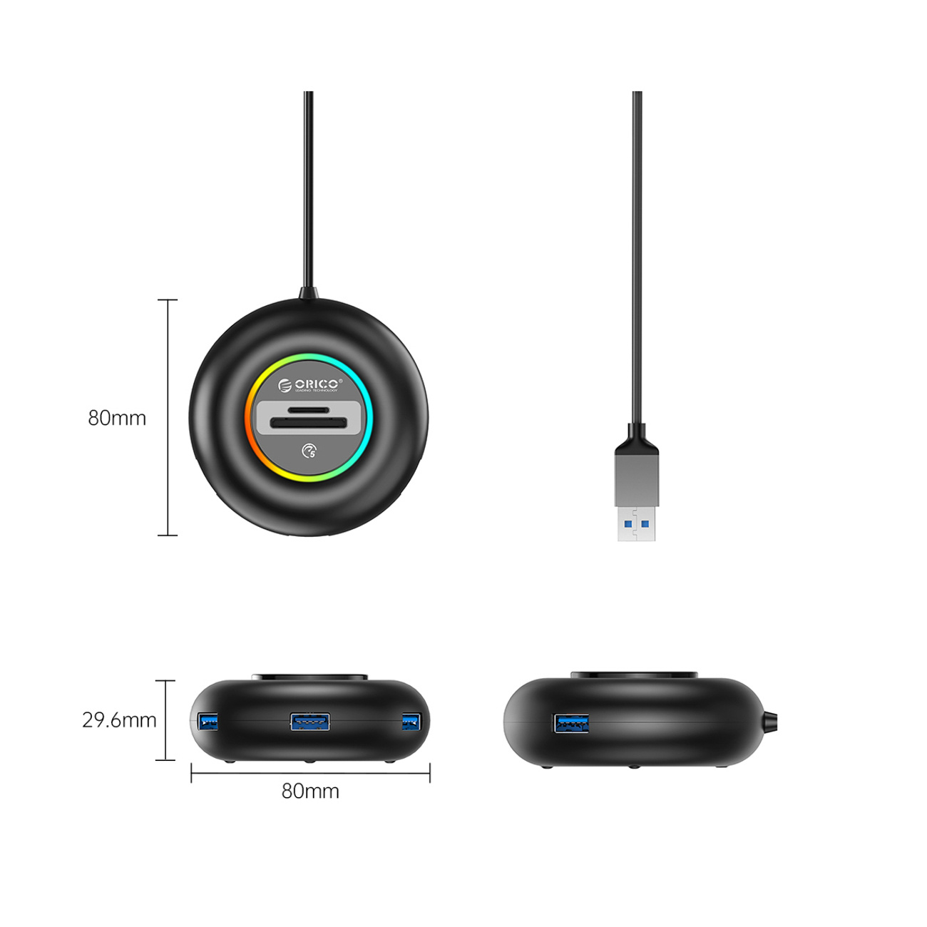 Hub USB ORICO YXR5-U3 Czarny