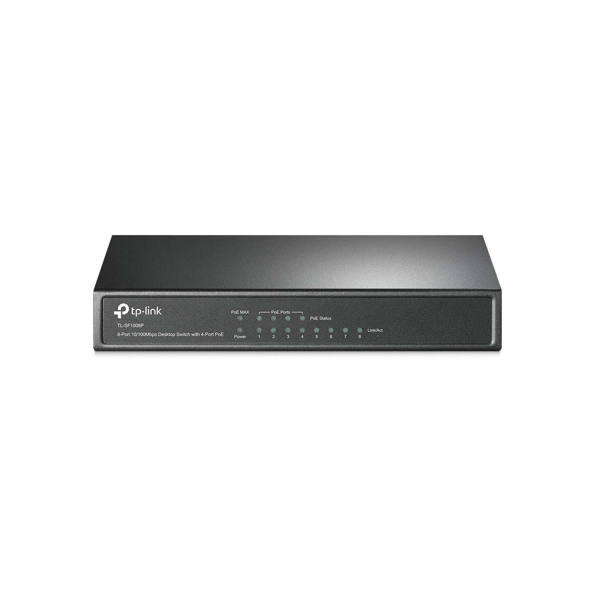 TP-Link 8-Port 10/100Mbps Desktop Switch mit 4-Port PoE. Schwarz.
