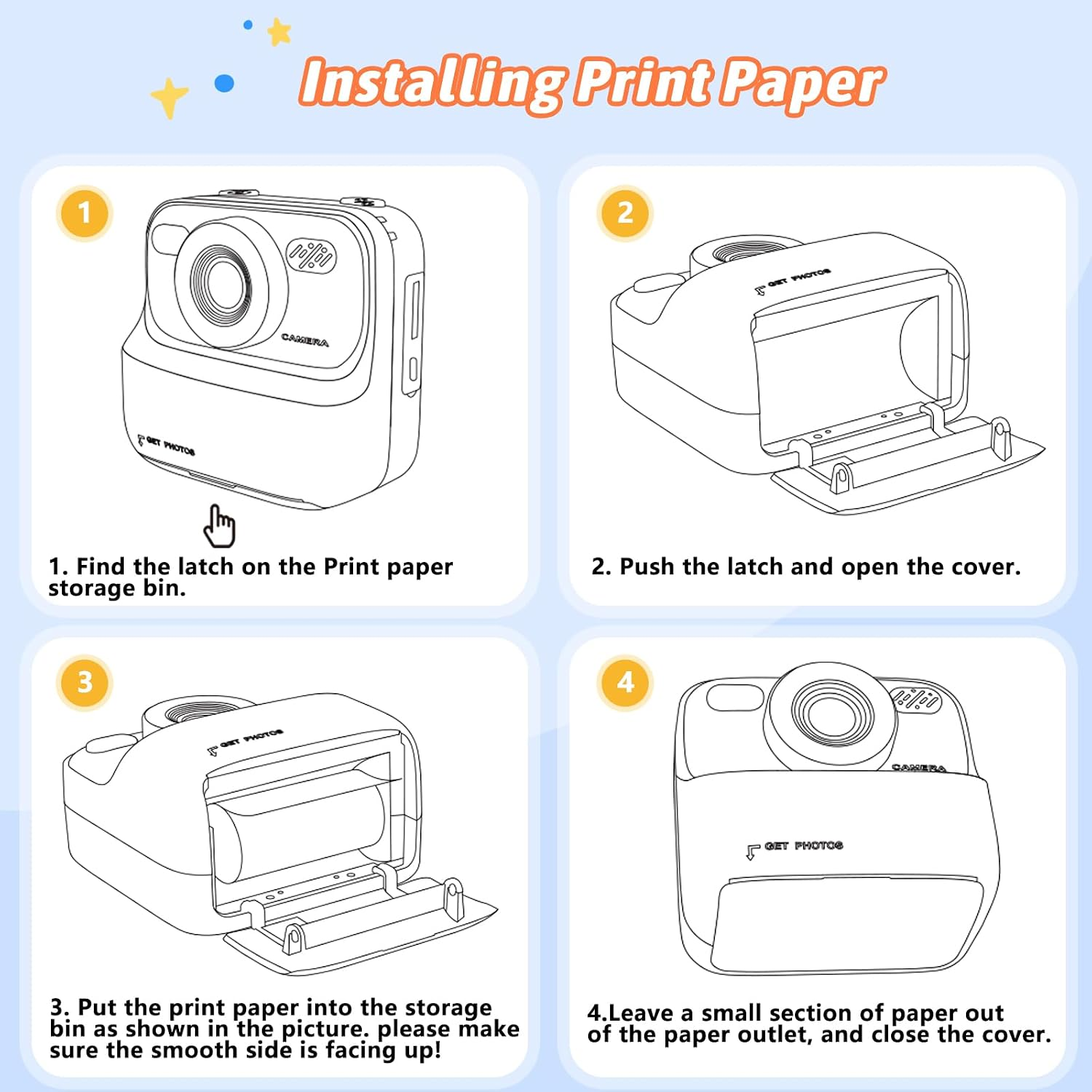 Schritt-für-Schritt-Anleitung zum Einlegen von Fotopapier in einen Drucker.