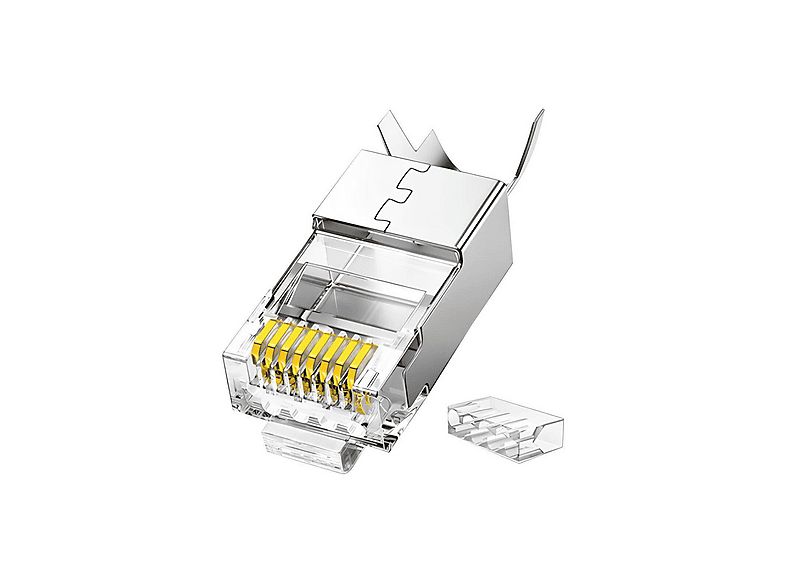 VEGGIEG Cat7 10 Gigabit Metal RJ45 Altın Kaplama Korumalı 25 Adet Gri