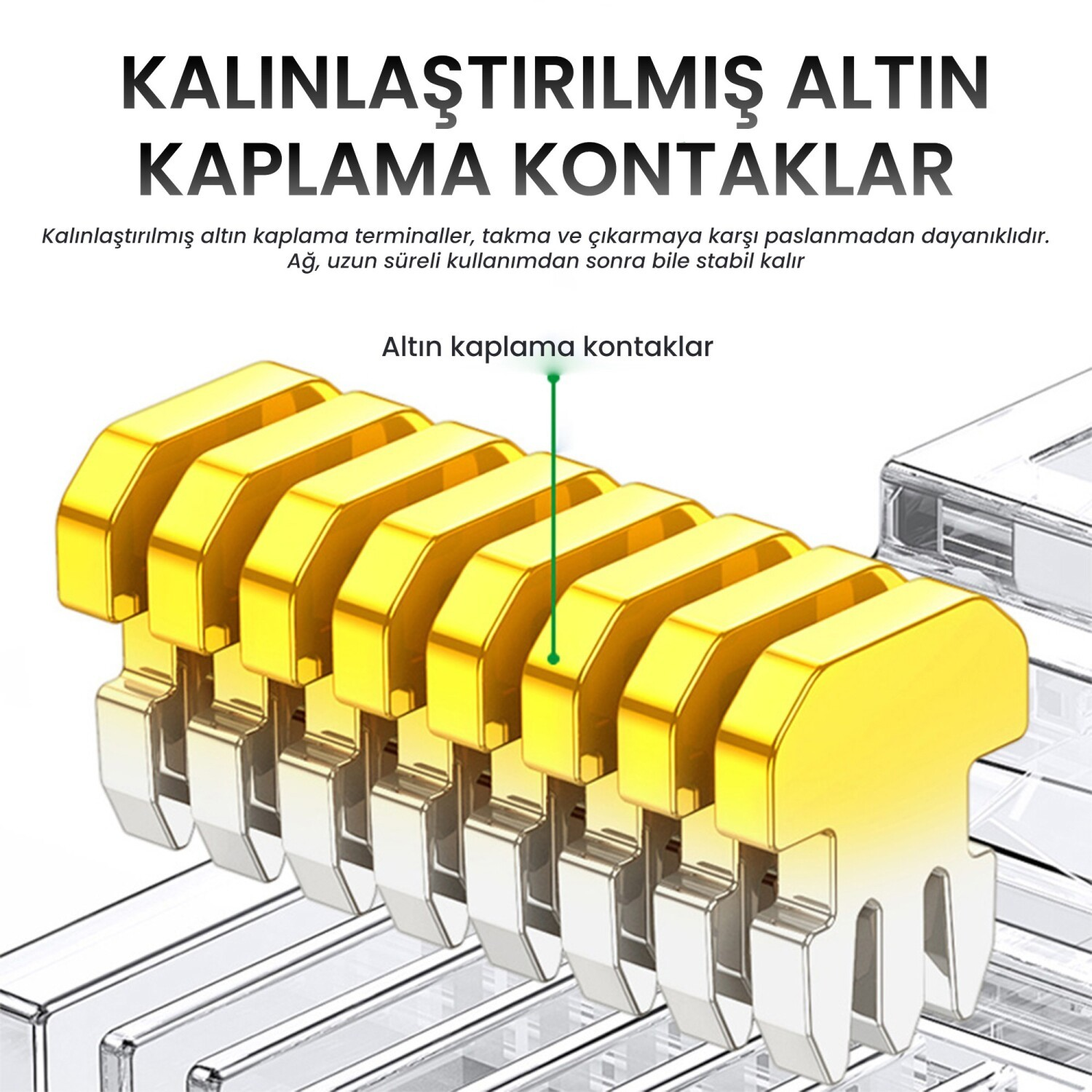 Altın kaplama kontaklar yan yana