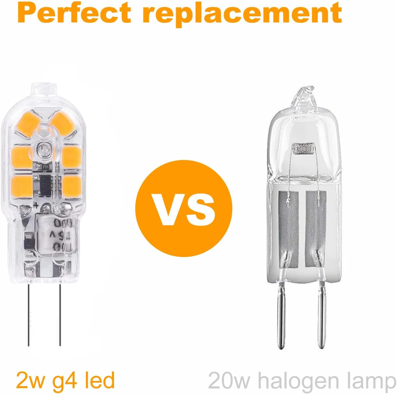 LED G4 Lampe und Halogen G4 Lampe nebeneinander verglichen.