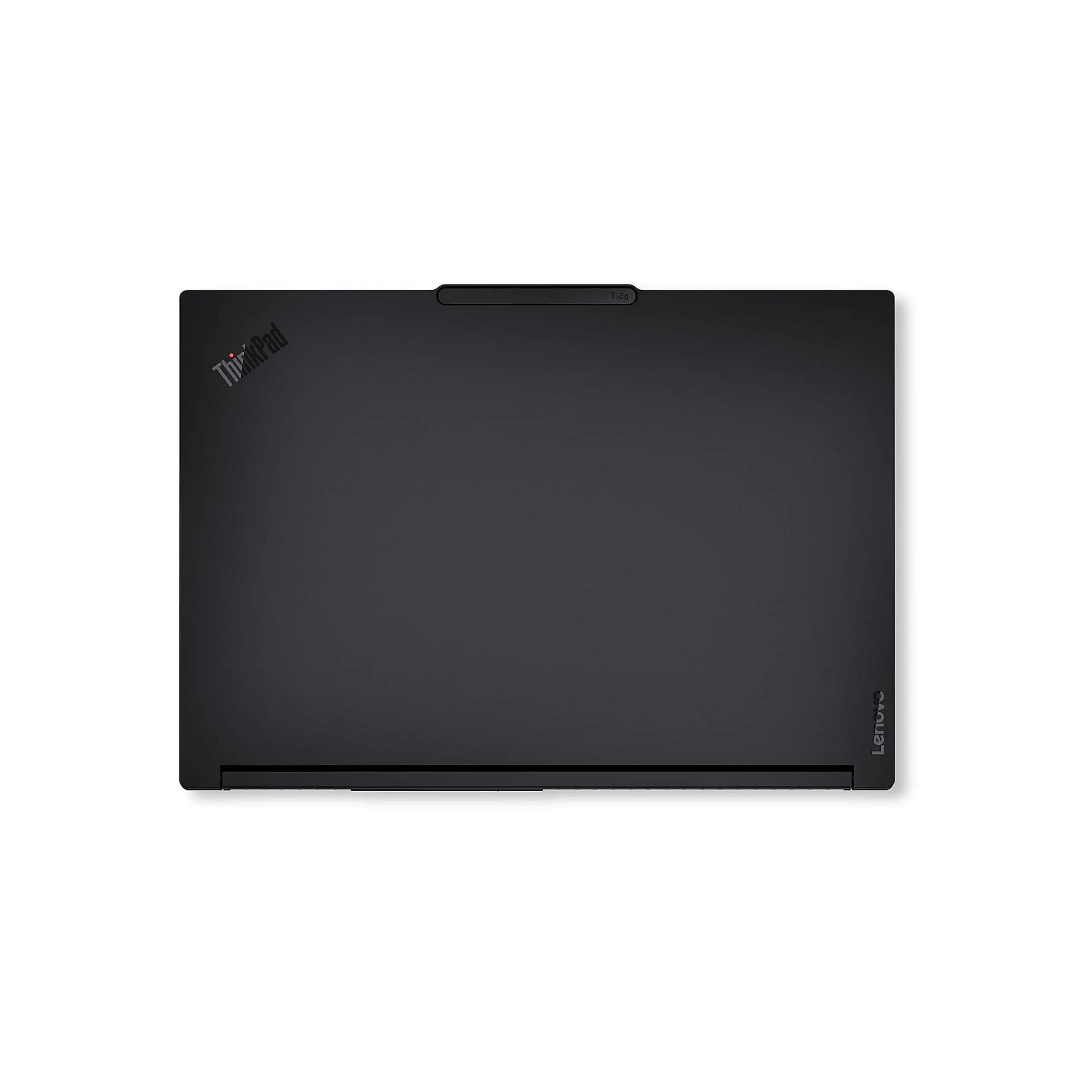 Laptop nero chiuso con loghi ThinkPad e Lenovo.