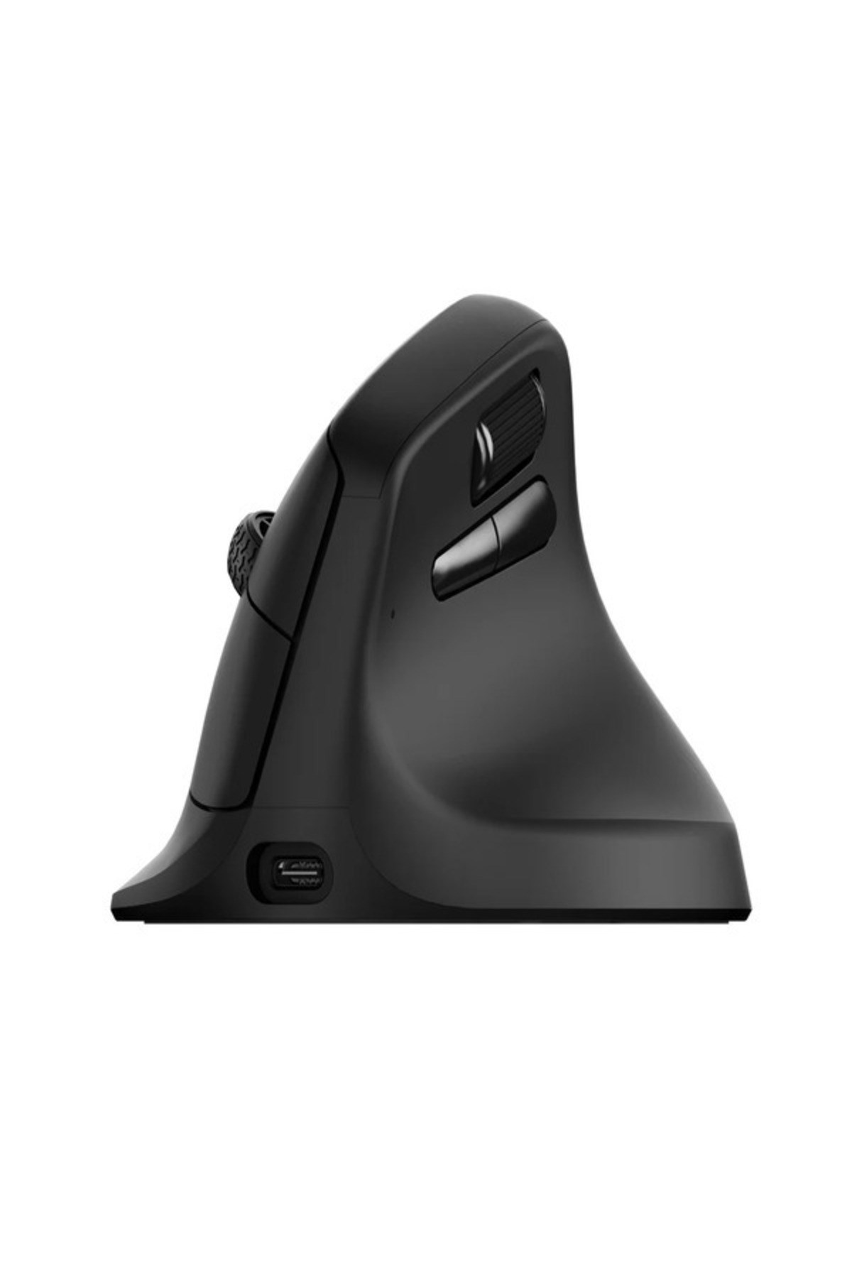USB-C bağlantı noktalı ve kaydırma tekerlekli siyah ergonomik fare.