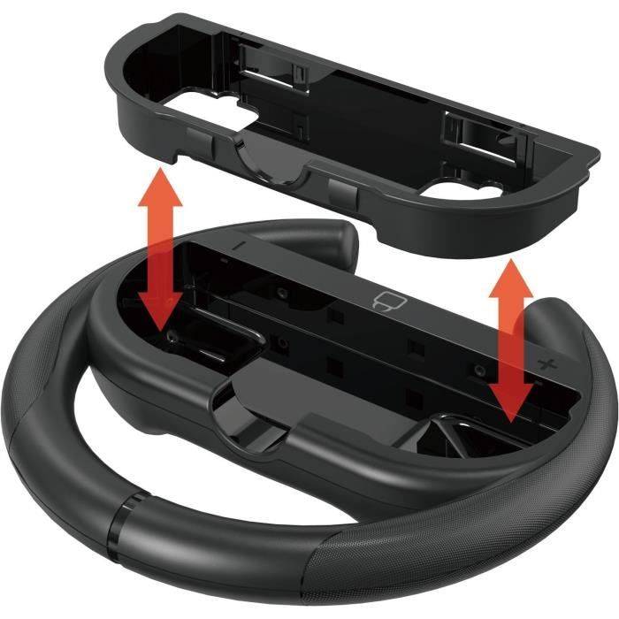 Accessorio volante nero con frecce rosse che indicano la direzione di montaggio.