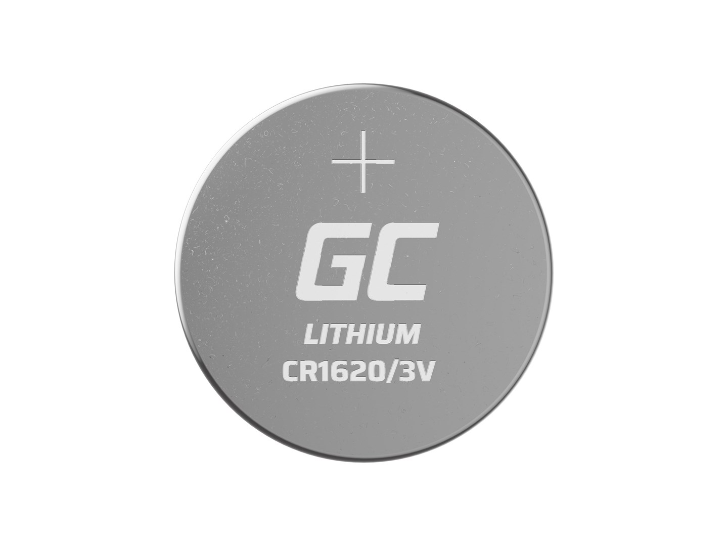 A round lithium battery labeled CR1620/3V with the GC logo.