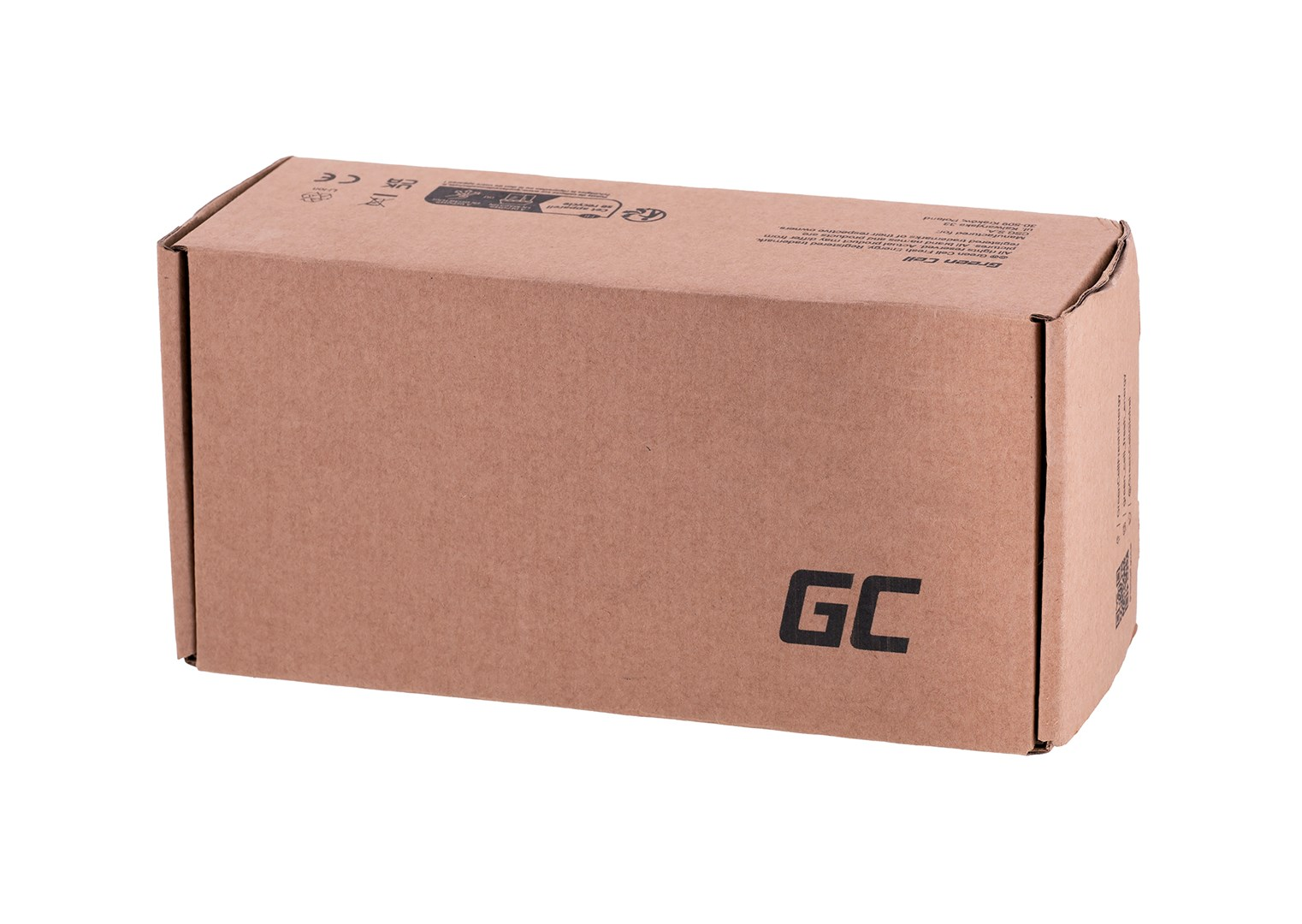 A brown cardboard box with a black 'GC' logo, isolated on a white background.