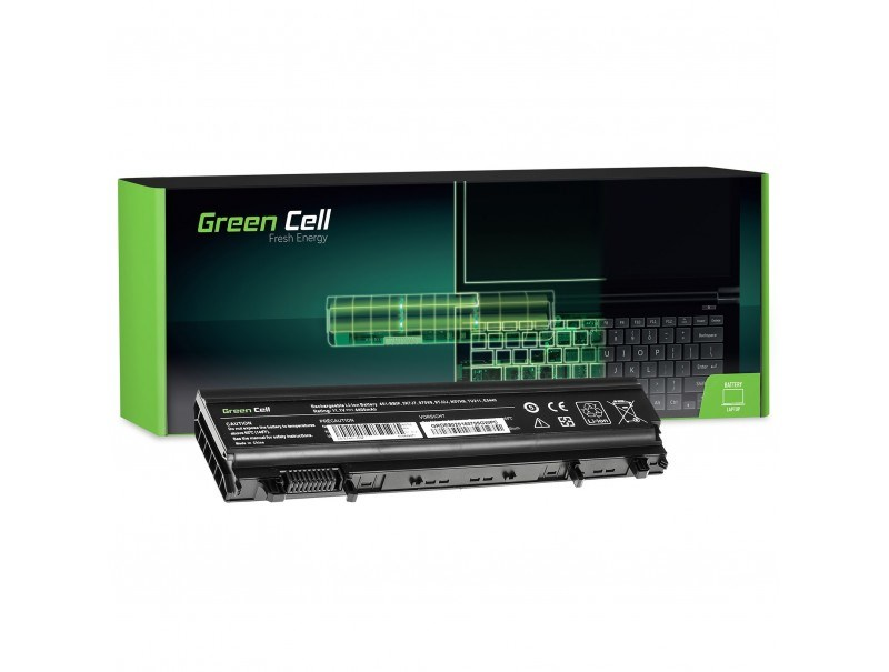 Bateria do laptopa Green Cell znajduje się przed pudełkiem z grafiką laptopa.