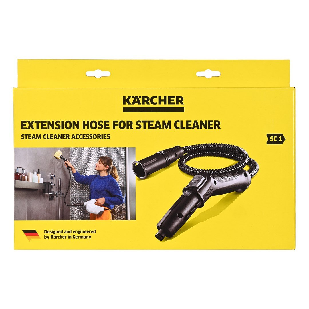 Verpackung für Kärcher Dampfreiniger-Zubehör mit Schlauch.
