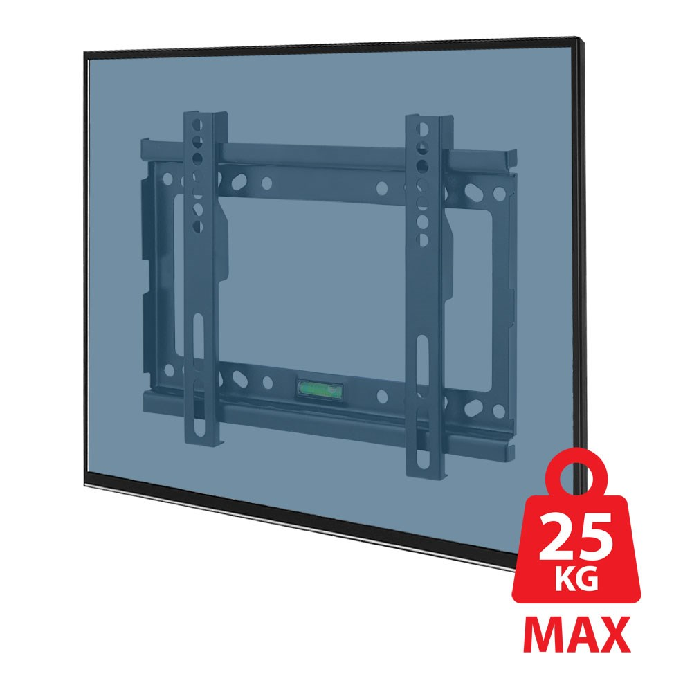 Supporto TV da parete nero con livella, 25 kg max.