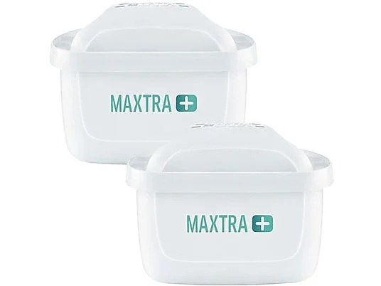 Due cartucce filtranti per acqua bianche Maxtra+ sono mostrate frontalmente su sfondo bianco.
