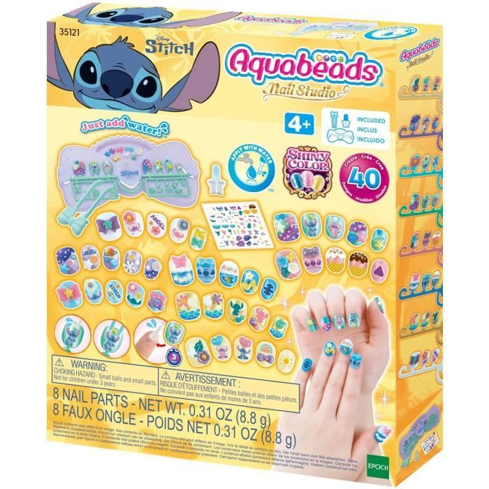 Aquabeads Nail Studio con diseños de Stitch, para mayores de 4 años, 40 diseños.
