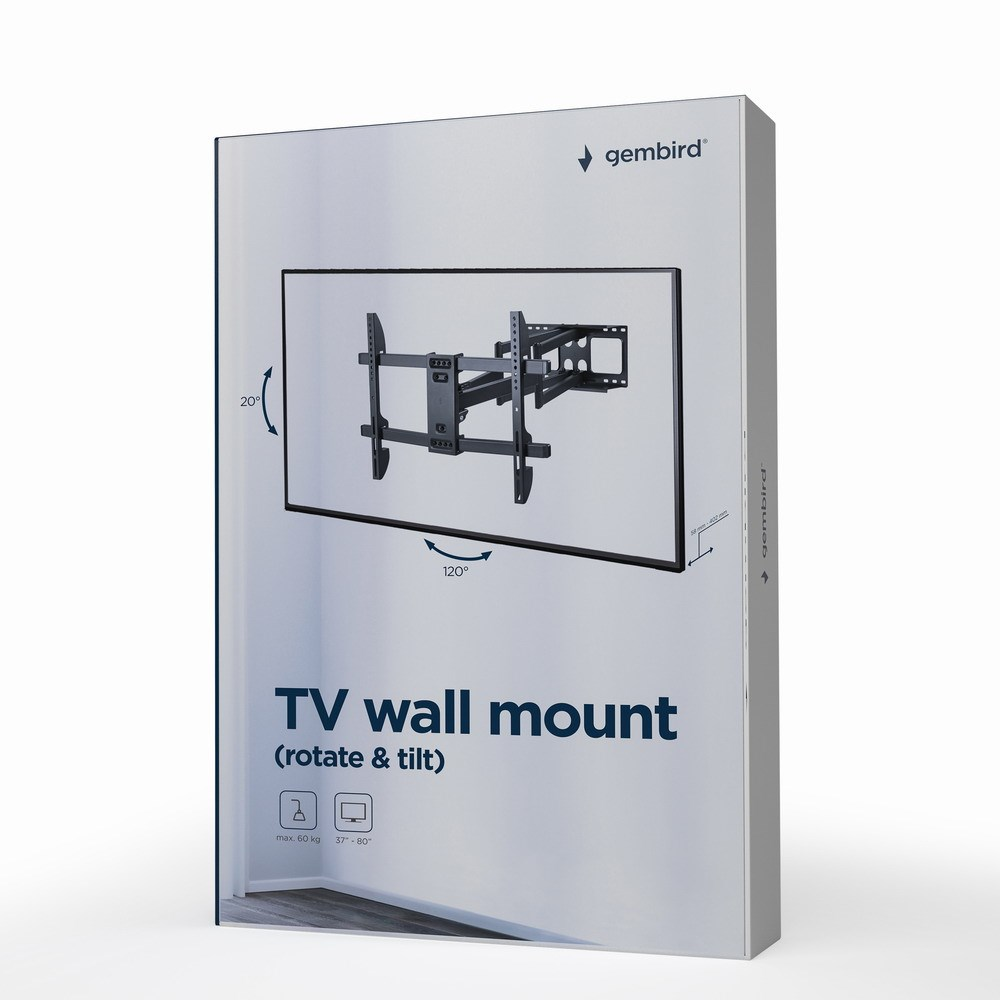 Packaging of a Gembird TV wall mount with rotate & tilt function.