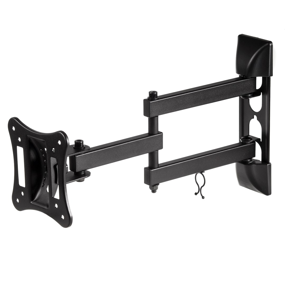 Support mural TV noir extensible avec bras articulé.