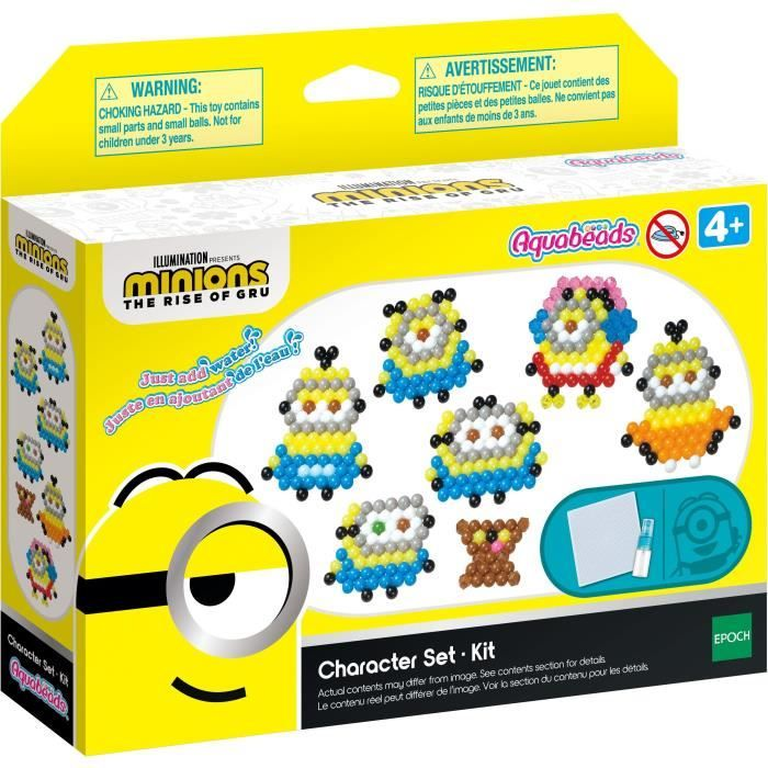 Aquabeads Minions Spielzeug-Set mit verschiedenen Minion-Figuren aus Perlen.