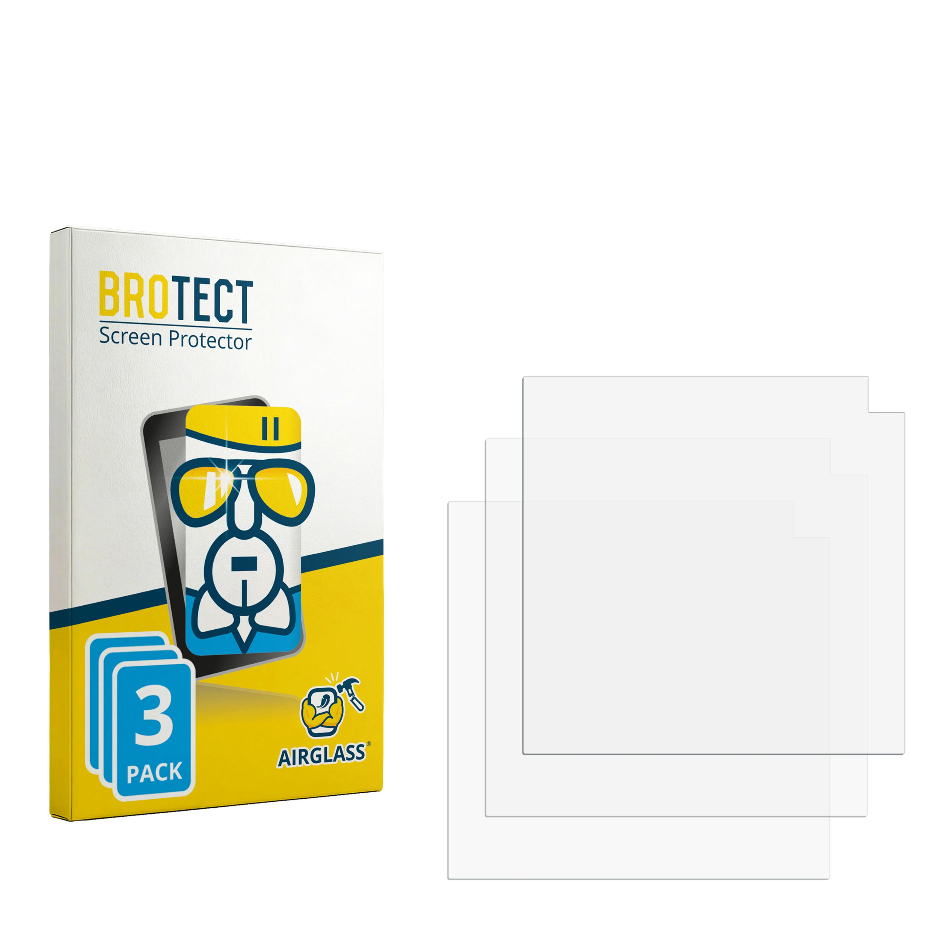 BROTECT Displayschutzfolie 3er-Pack mit Schirm-Symbol. Daneben drei klare Schutzfolien.
