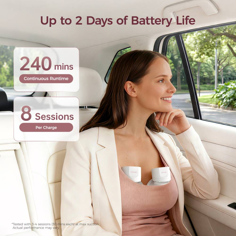 Donna in auto con tiralatte, fino a 2 giorni di batteria.