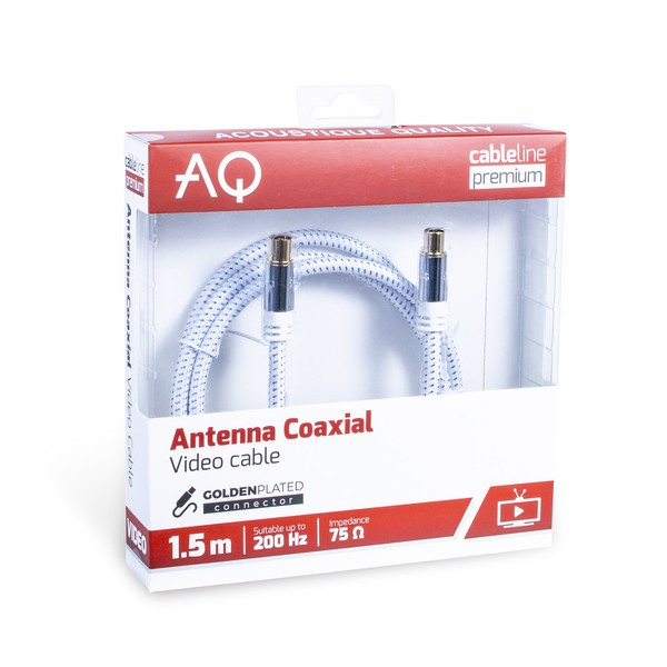 Kabel wideo AQ Antenna Coaxial, 1,5m, biały z niebieskimi kropkami, pozłacany konektor.