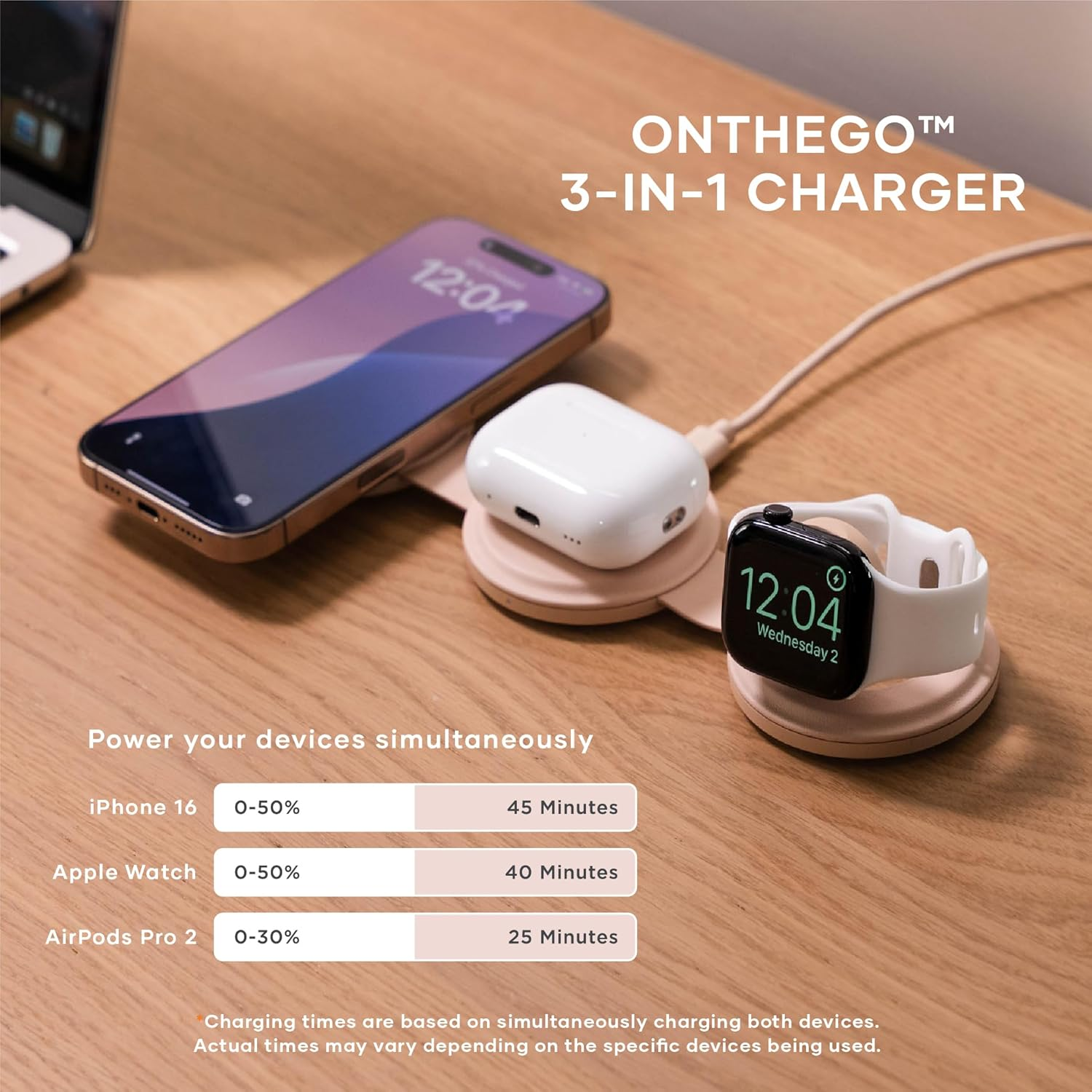 iPhone, Apple Watch i AirPods Pro ładują się na ładowarce 3 w 1.