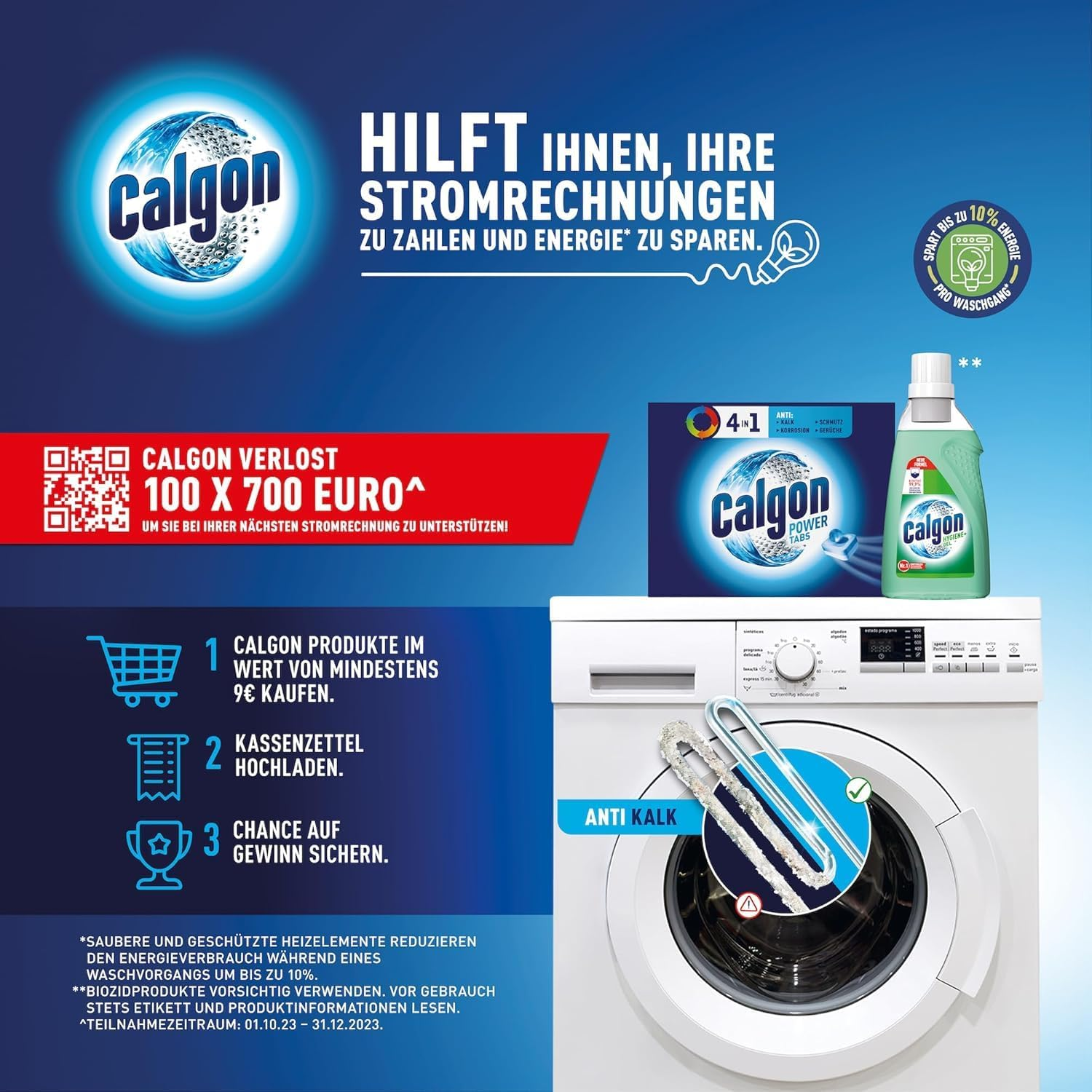 Calgon hilft Stromrechnungen zu zahlen und Energie zu sparen. Mit Gewinnspiel.