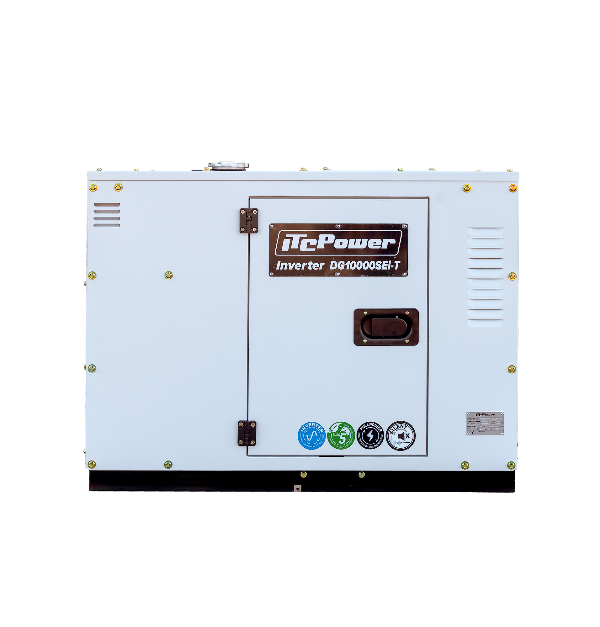 Un generador blanco con el logo "IToPower" y "Inverter DG10000SEI-T".