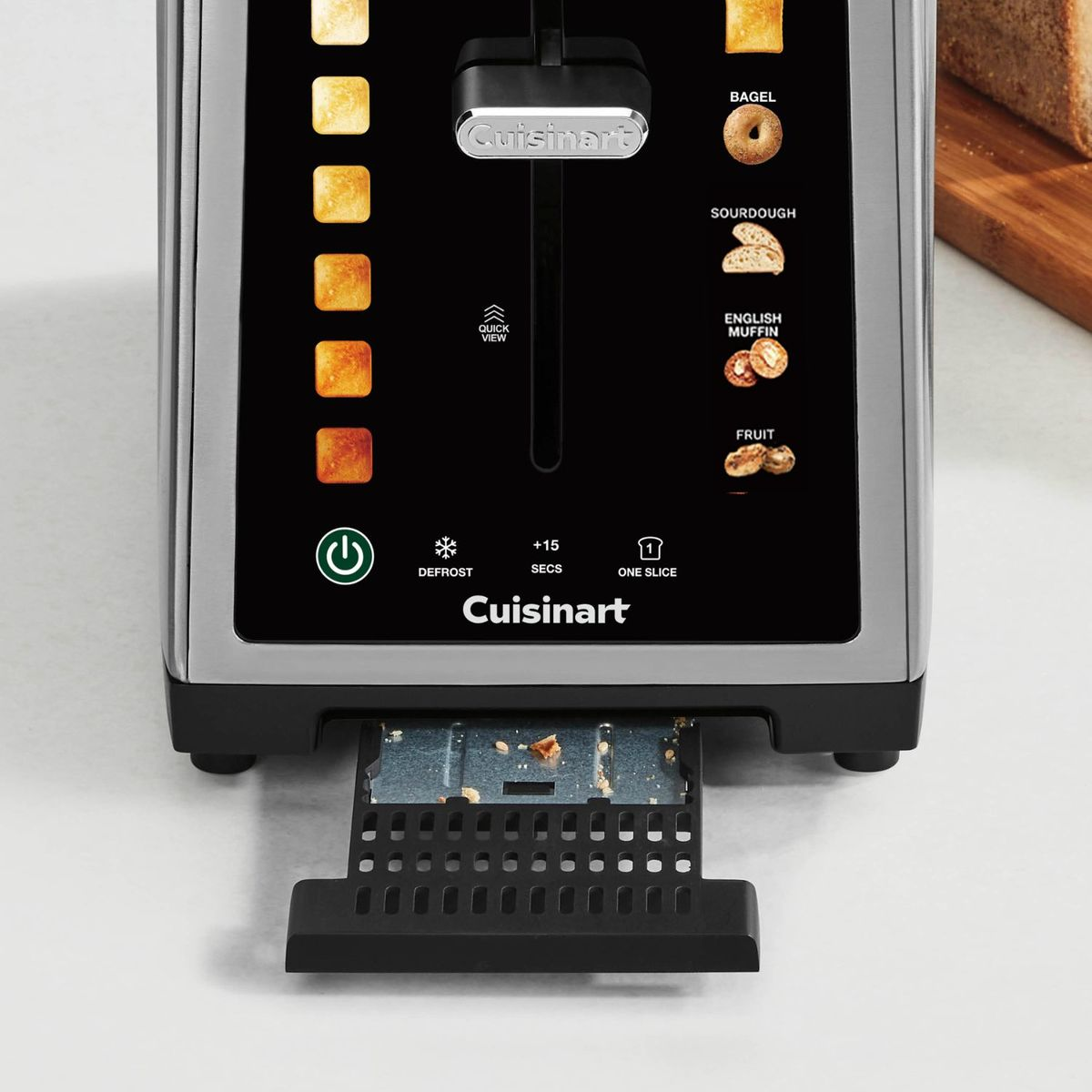 Tostapane Cuisinart con controlli digitali e selezione del pane.