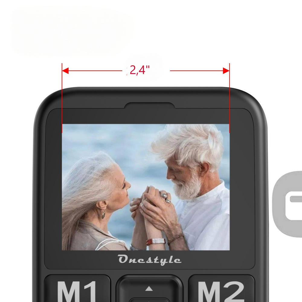 Älteres Paar hält Hände vor dem Meer, auf einem Handy-Bildschirm.