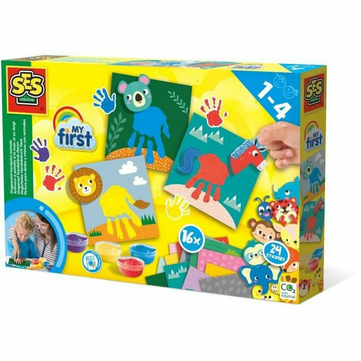 SES Creative Fingerprint Handprint Animals Bastelset mit Farben, Stickern und Vorlagen.