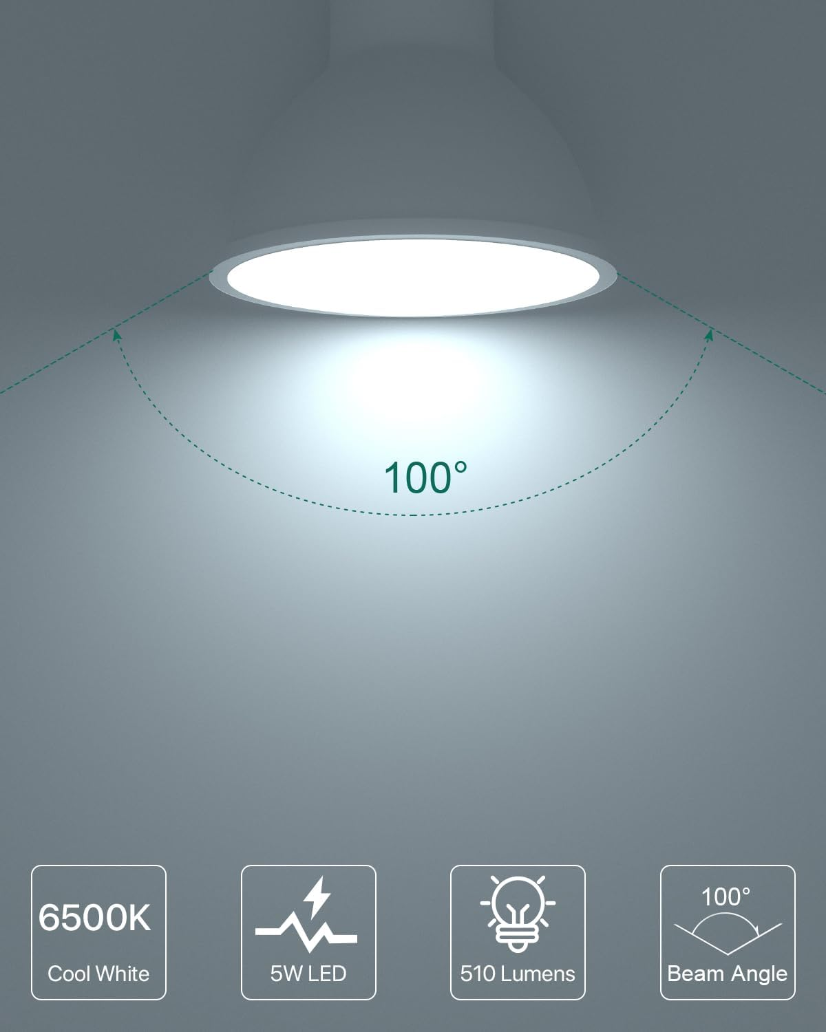 Helle Deckenleuchte mit 100° Abstrahlwinkel, 6500K, 5W LED, 510 Lumen.