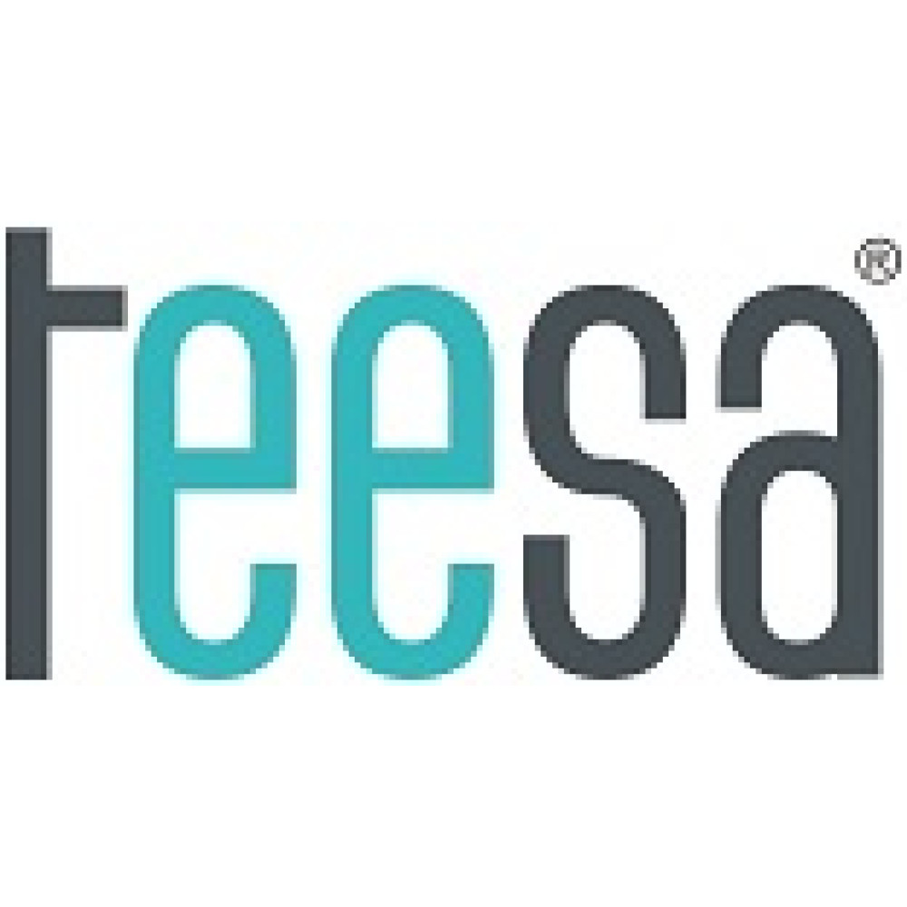 Das Logo zeigt das Wort „reesa“ in Grau und Türkis.