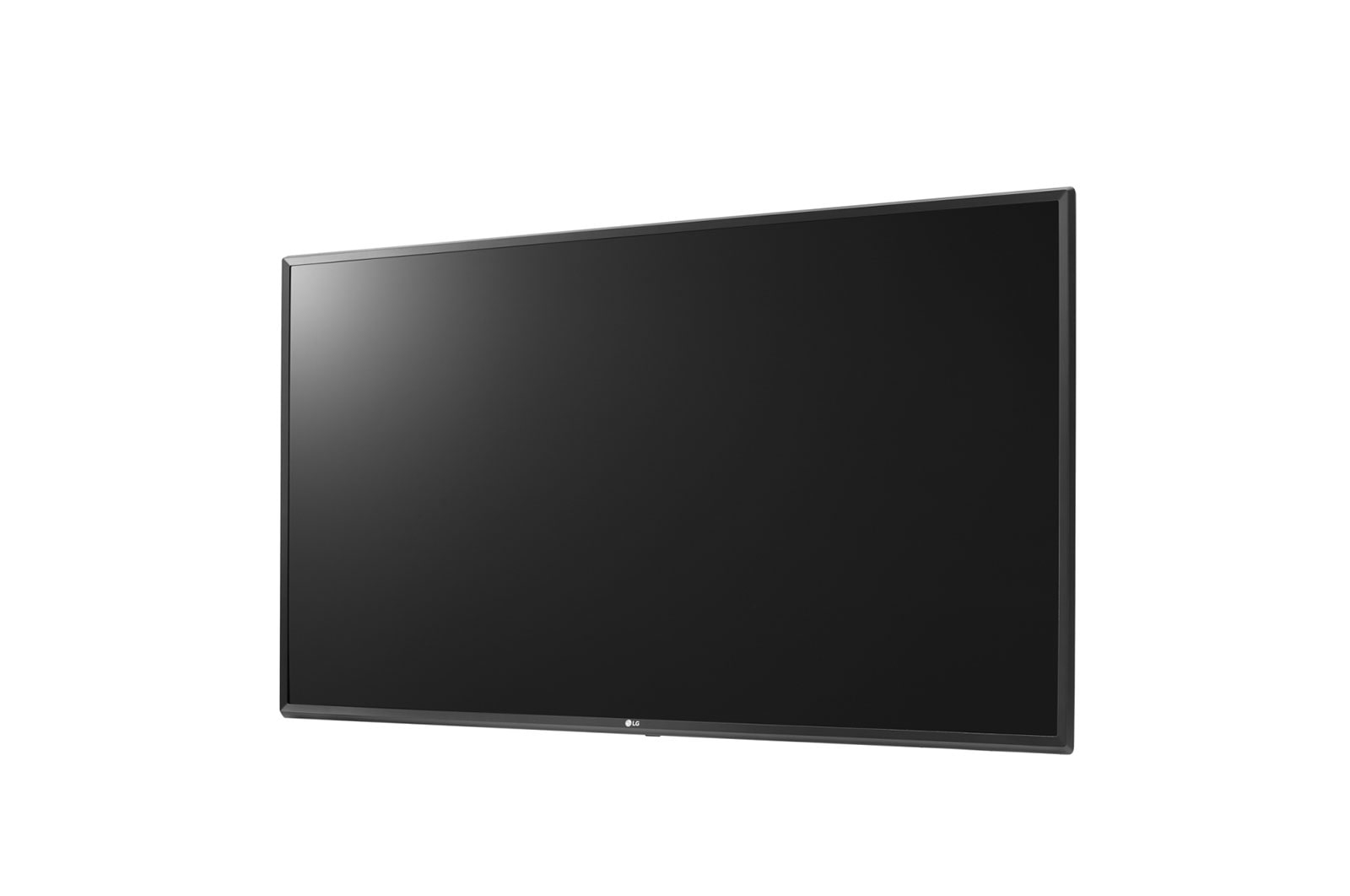 Uno schermo LG nero con cornice sottile, su sfondo bianco.