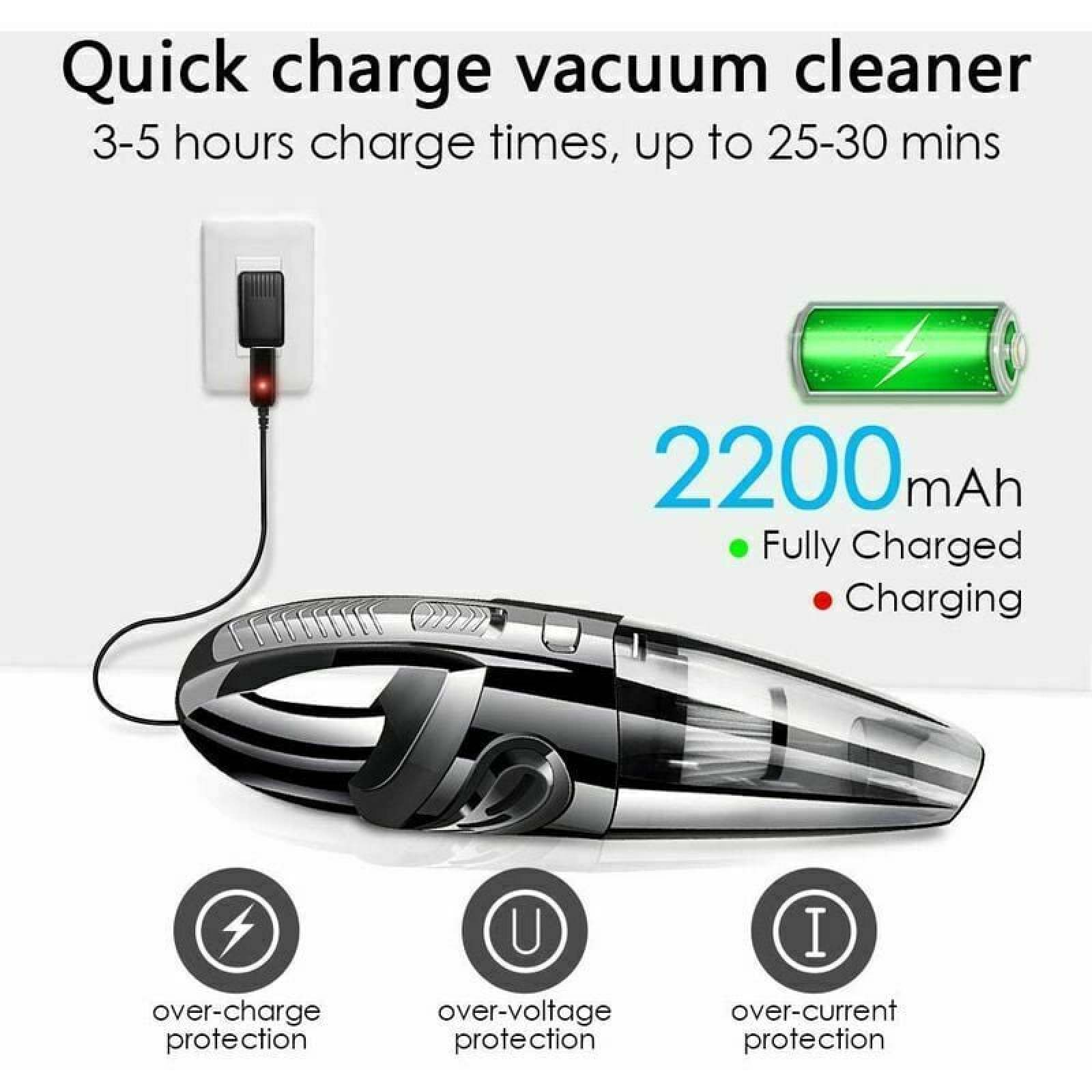 Ein Schnelllade-Staubsauger mit 2200mAh, Ladeanzeige und Schutzfunktionen.
