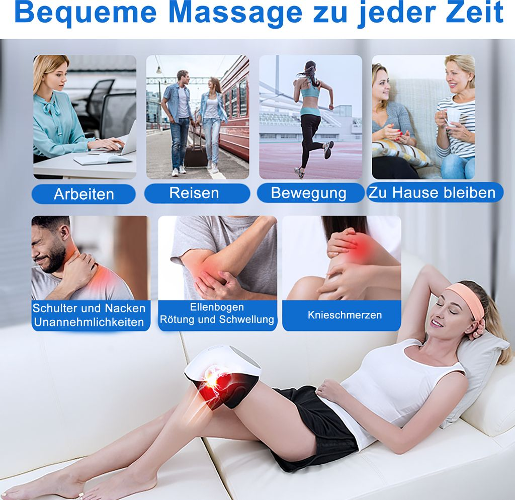 Collage zeigt Massagetherapie für verschiedene Körperteile und Szenarien.