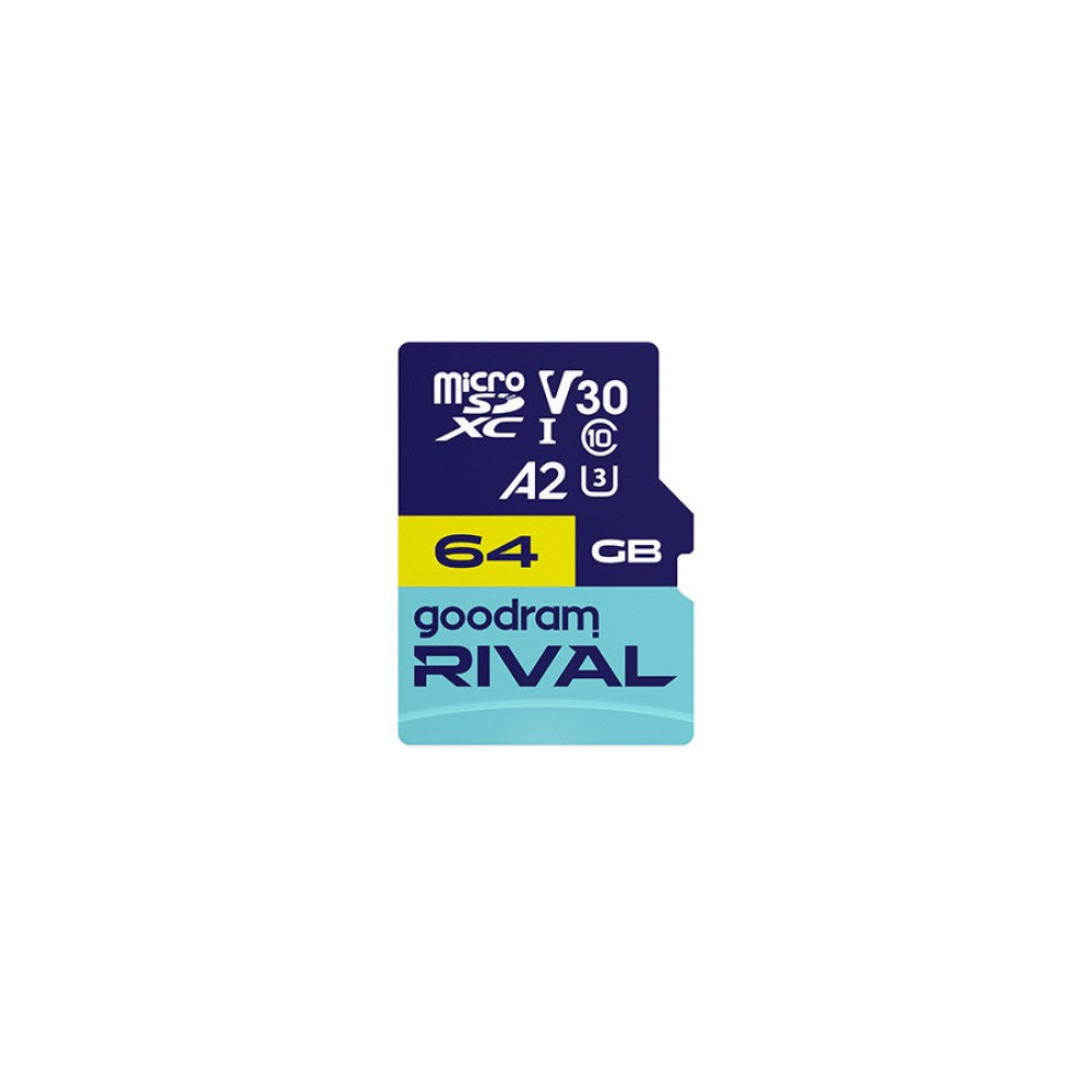 Karta Micro SDXC, V30, A2, 64GB. Nazwa Goodram RIVAL.