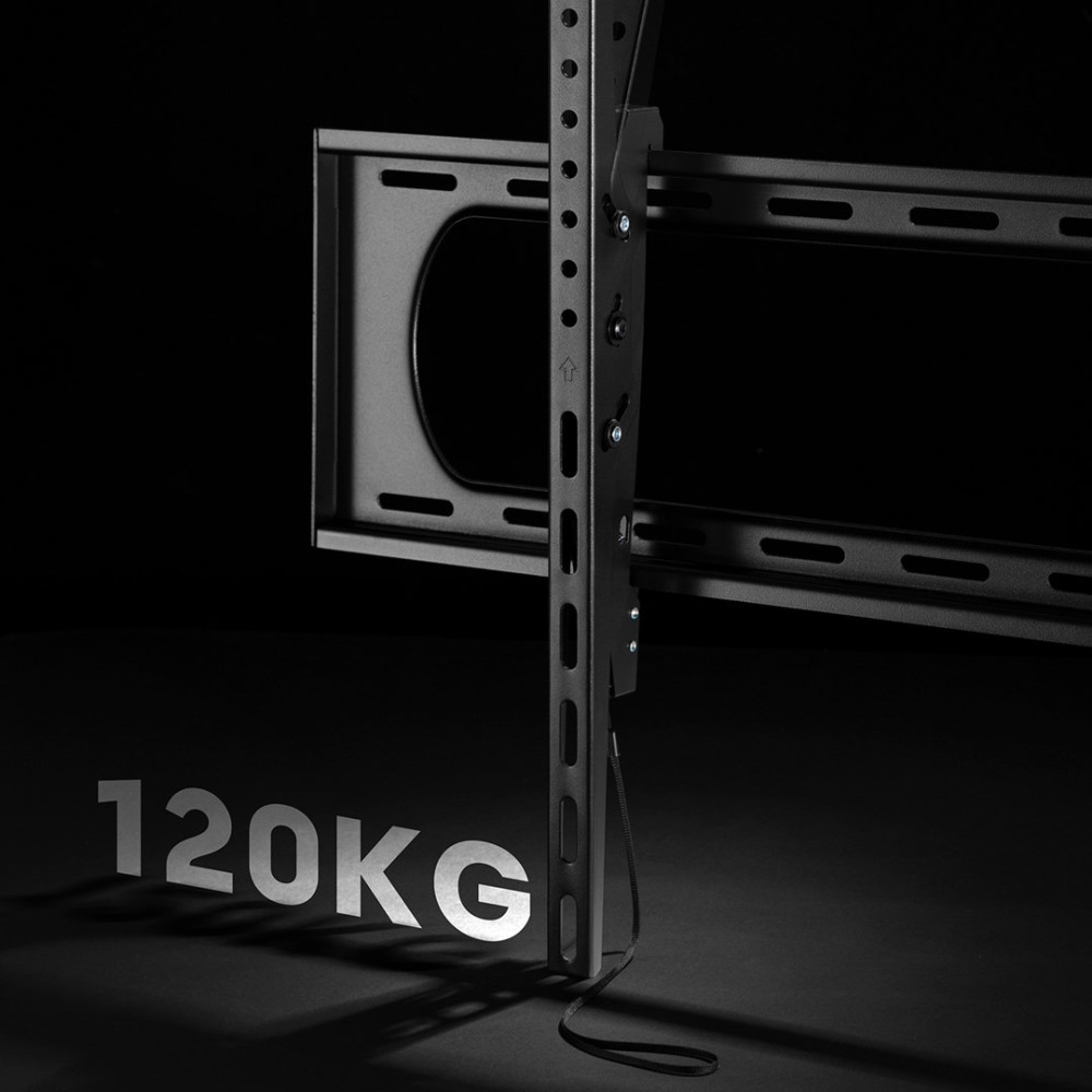 Czarny uchwyt ścienny z napisem 120KG i cieniem.