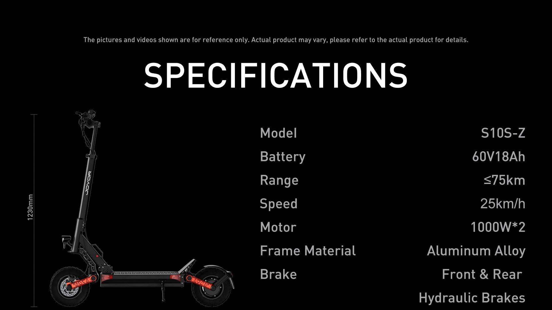 Monopattino elettrico nero con specifiche: modello, batteria, autonomia, velocità, motore.