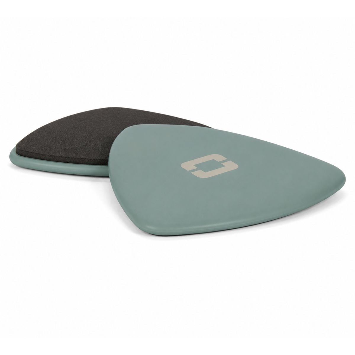 Two triangular teal pads with black foam tops on a white background.