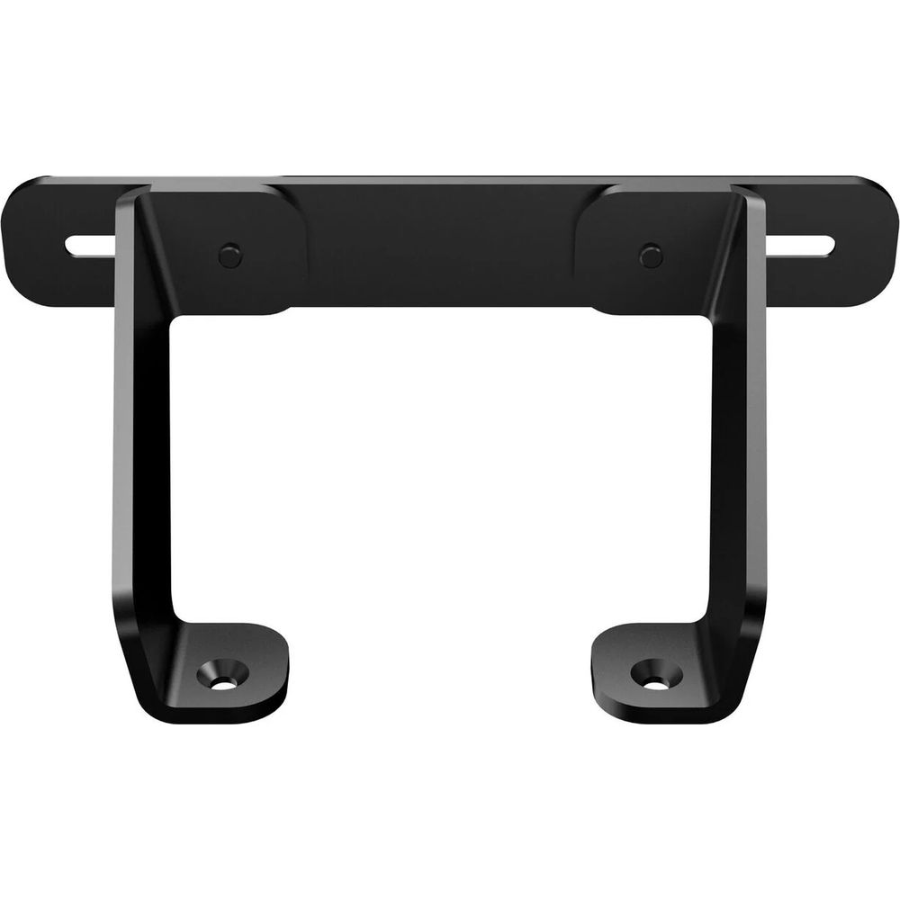 U şeklinde tasarıma ve montaj deliklerine sahip siyah metal braket.