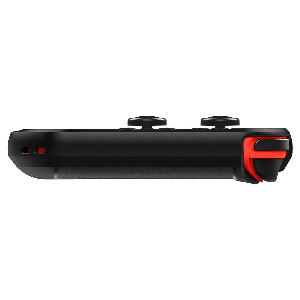 Controller nero con due joystick neri e accenti rossi.