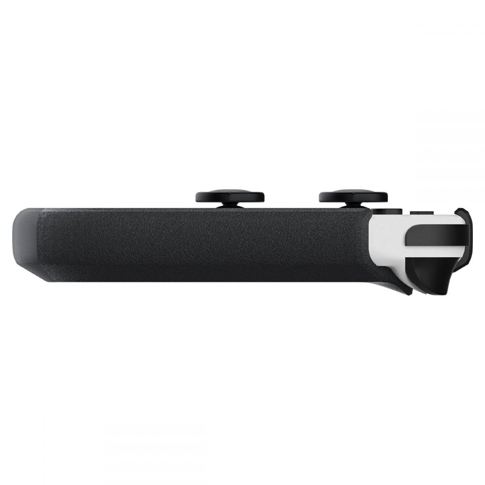 Impugnatura controller nera con due joystick neri e accento bianco.