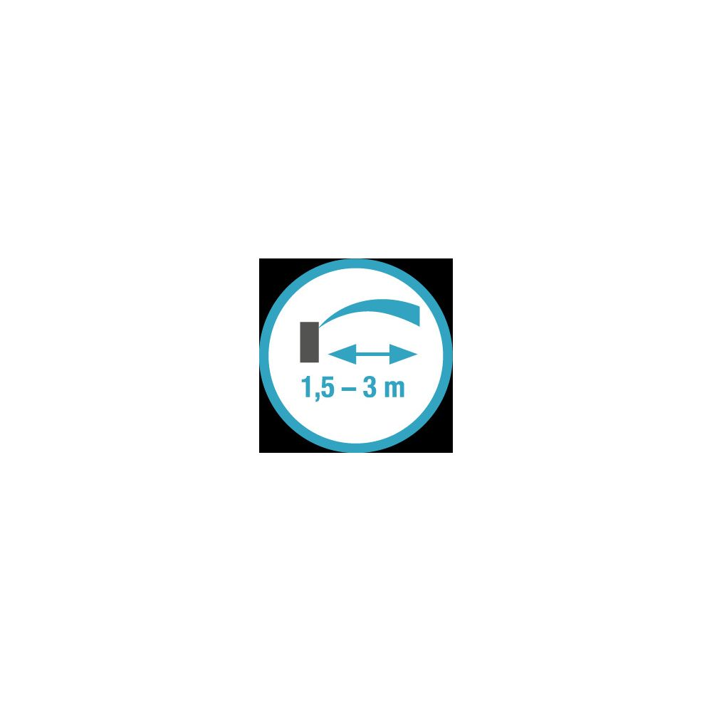 Symbol: 1,5-3m Abstand, Pfeile zeigen nach außen.